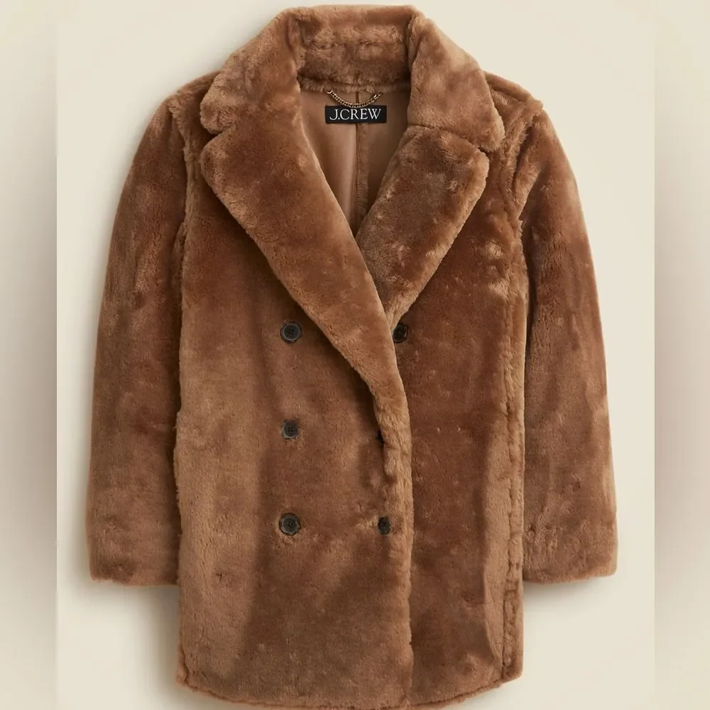 J. Crew Faux Fur Peacoat New With Tags